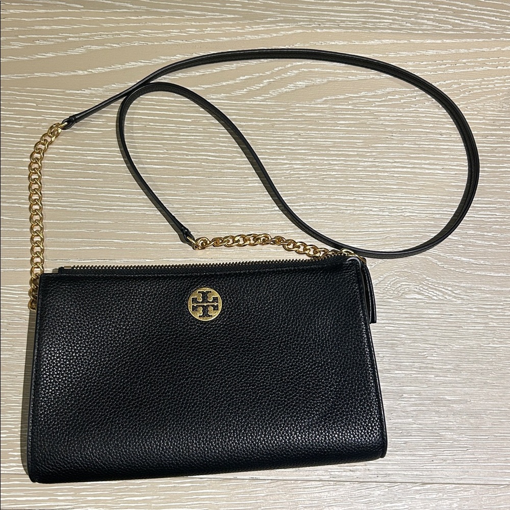 Tory Burch Black Crossbody Bag with Gold Chain
